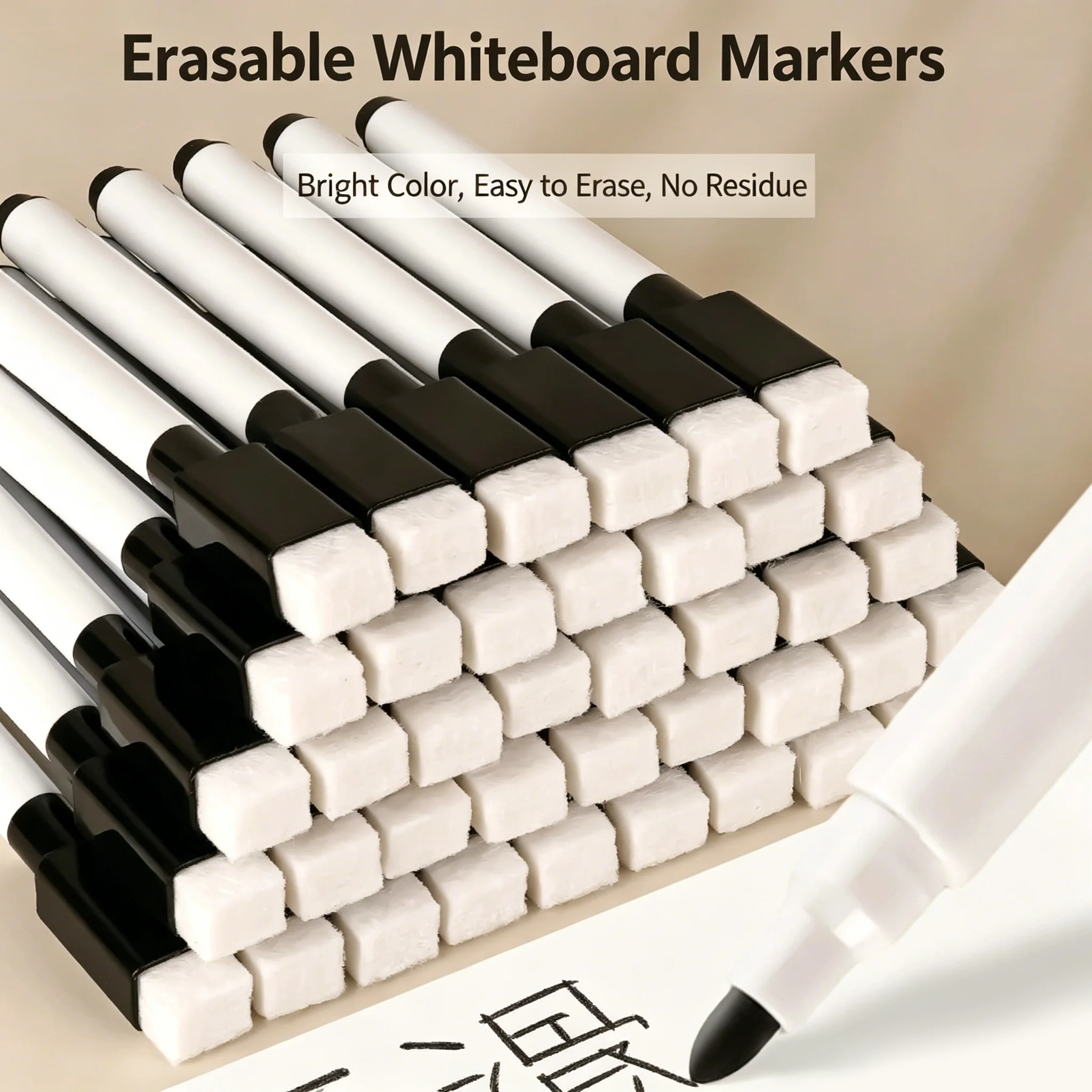 

Magnetic Whiteboard Markers 20/100 Pack - Fine Tip Dry Erase Markers With Eraser Cap, Low-Odor Black Markers for Office/Home