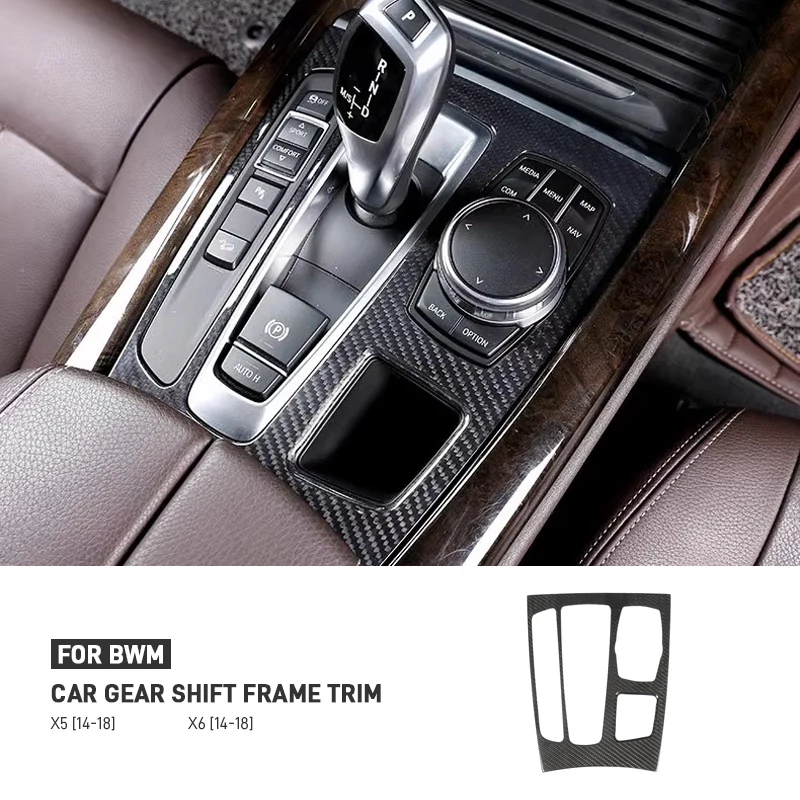 

For BMW X5 X6 F15 F16 2014-2018 Real Carbon Fiber Car Central Control Gear Shift Panel Frame Trim Decoration Cover Accessories