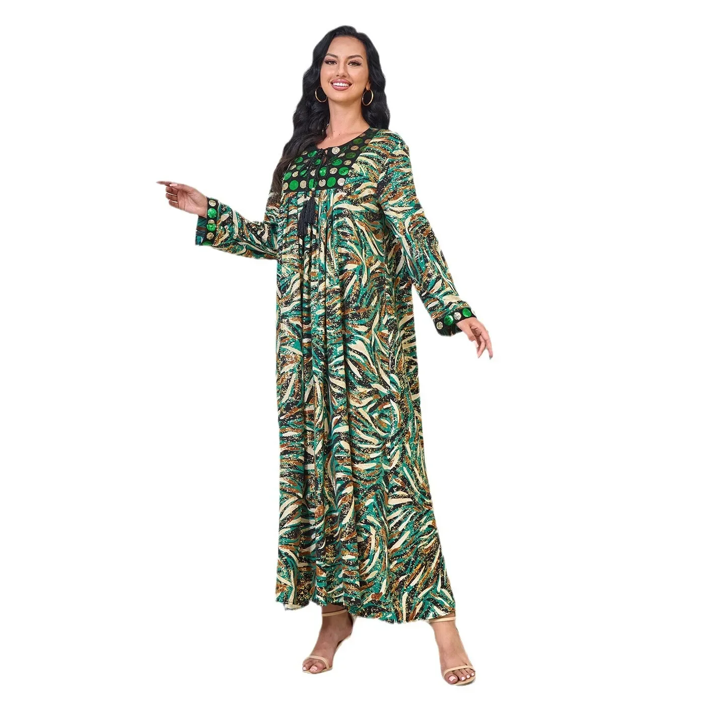 Vestido plus size estampado muçulmano para mulheres, abaya, roupas de Dubai, kaftan, abayas para mulheres, festa noturna elegante