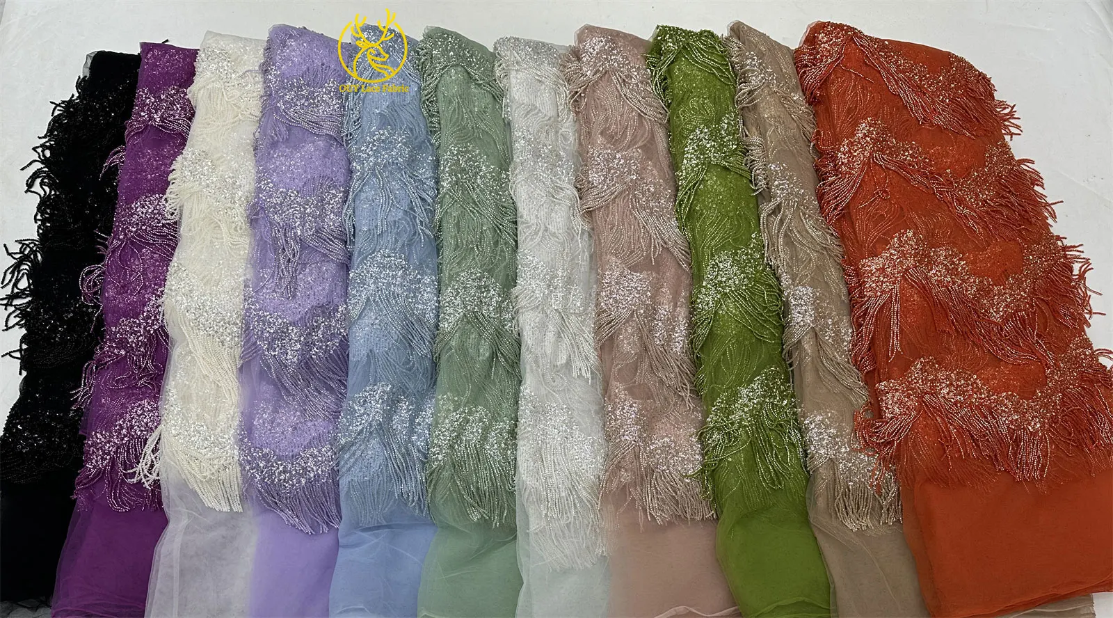 3D Luxury Sequins Beaded Embroidery Lace Fabric Africa French Mesh Lace Fabric Nigeria Bridal Lace Fabric Party Wedding Dresses