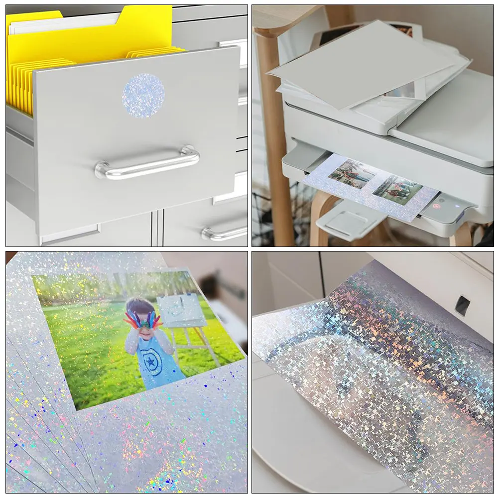 

5 Sheets Colorful Glossy Photo Paper Waterproof Inkjet Printing Paper Premium Pet Material Smooth Flat Surface for Home Studio