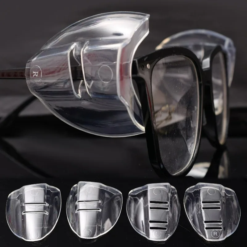 TPU Eyeglass Side Shields Slip On Anti Splash Dust Proof Protective Wing Guard for Prescription Glasses Safety Lab Outdoor Clear