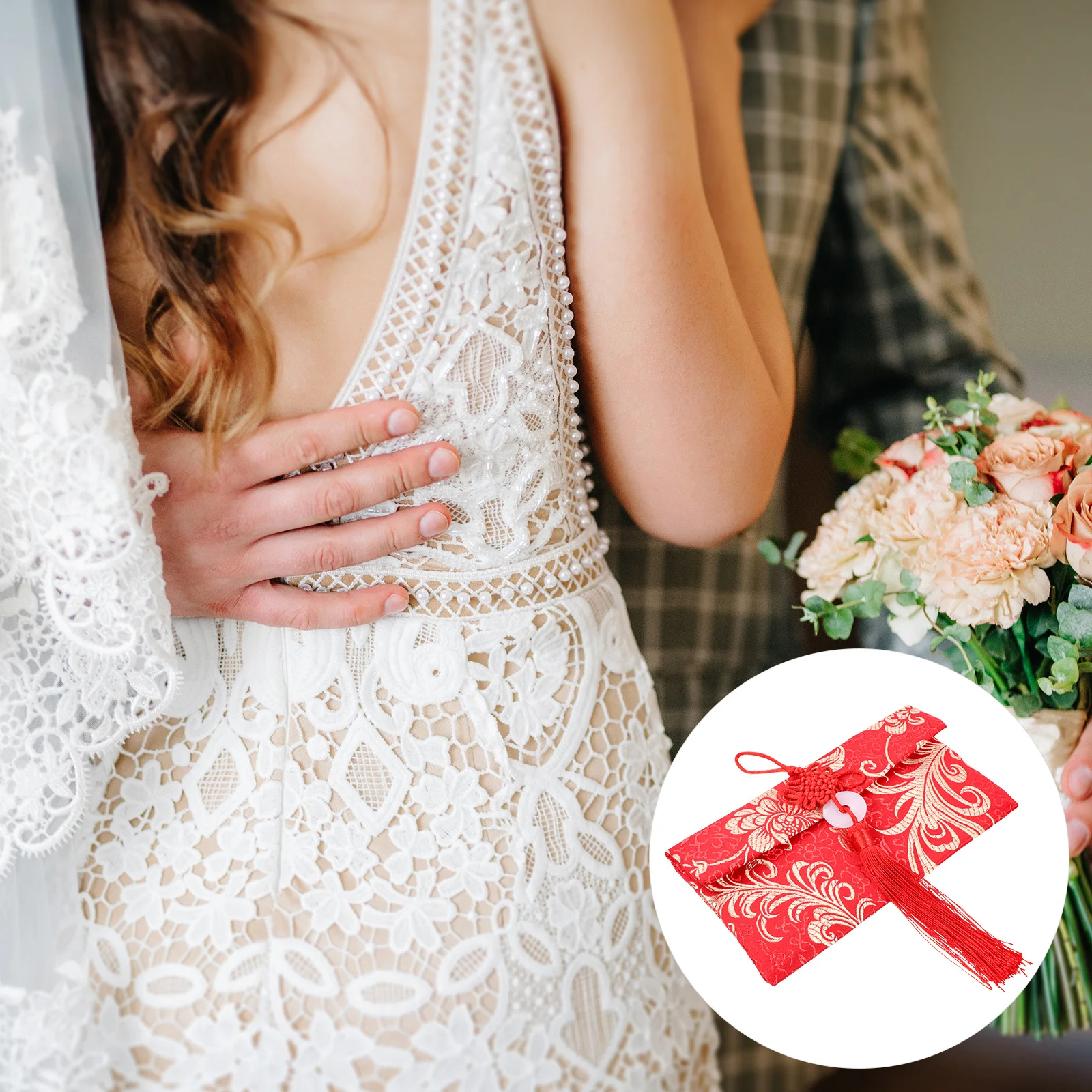 2Pcs Chinese New Year Red Packet Silk Envelopes Lucky Money Packets Wedding Gift Bags Red Envelope Luck Money Packet