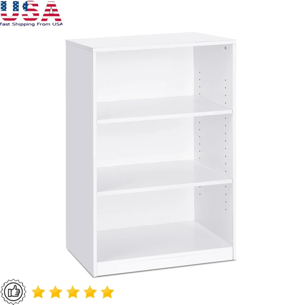 خزانة كتب خشبية قابلة للتعديل مكونة من 3 طبقات، رف عرض تخزين منزلي بسيط، سهل التجميع، توجيه عمودي من الخشب المركب المتين #1