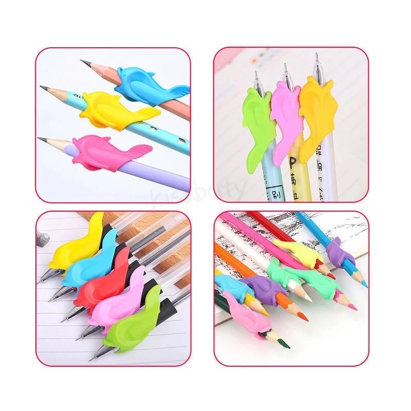 5-100 pz/set bambini matita afferrare Silicone bambino apprendimento strumento di scrittura dispositivo di correzione penna pesce afferrare aiuto per la scrittura Grip cancelleria