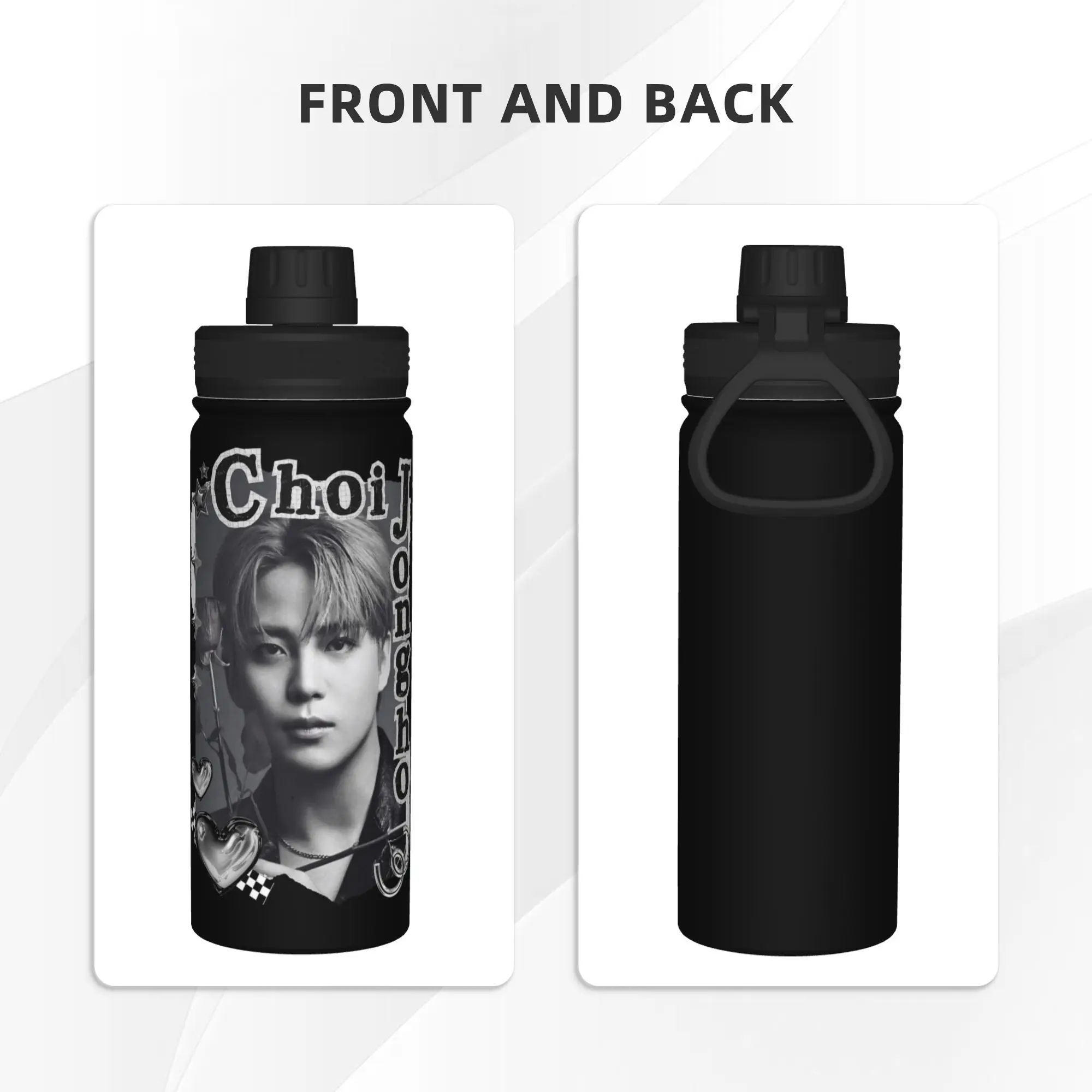 Kpop Boy Group A-Ateez Jongho 18OZ Sports Insulated Kettle  Coffee Cups Vacuum Flask Outdoor Mugs Hot Cold Drink