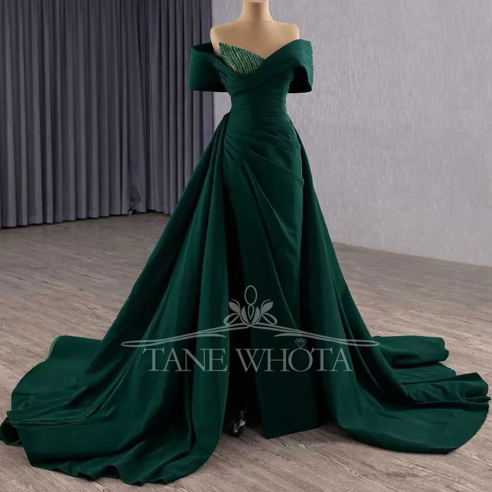 Women's Sweetheart Off-Shoulder Evening Dress Crystal Sequined Ruched A-Line Prom Dress Customized For Party