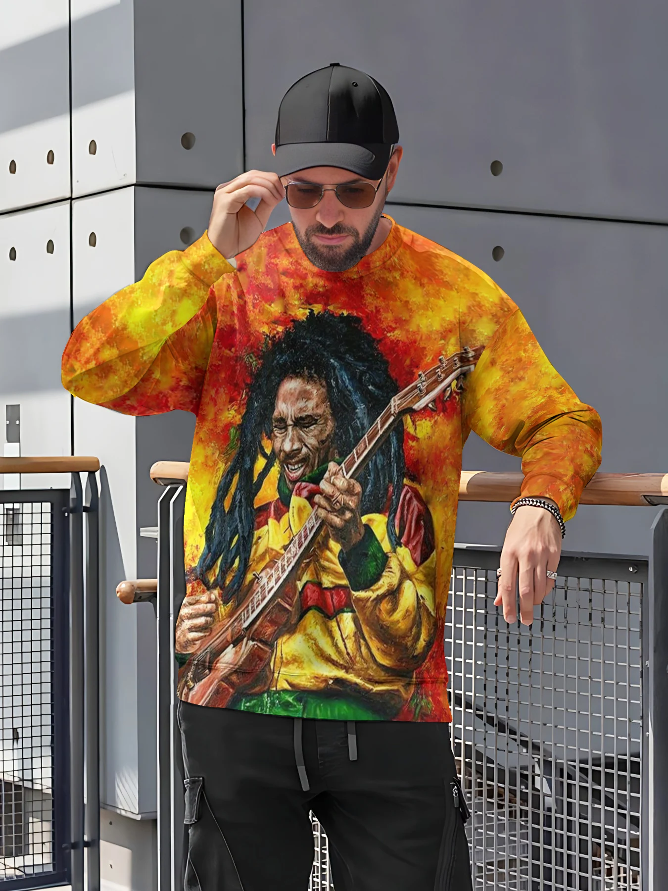 

Men Sweatshirt Reggae Creator Bob Marley Graphics Print Round Neck Sportshirt Women Long Sleeve Fashion Male Autumn Female Tops