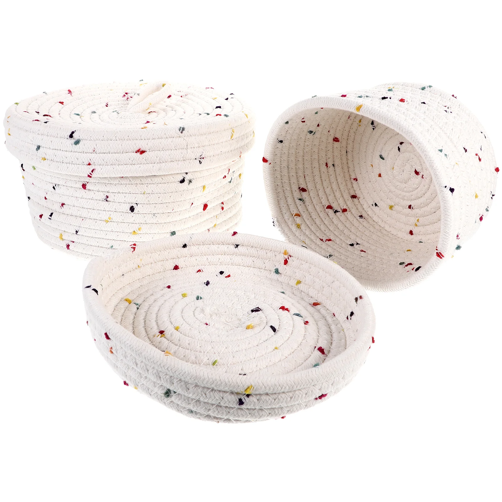

2pcs Cotton Rope Baskets Woven Storage Small Hamper Sock Bedroom Sundries Basket Snack Holder Desk Cosmetics Organizer