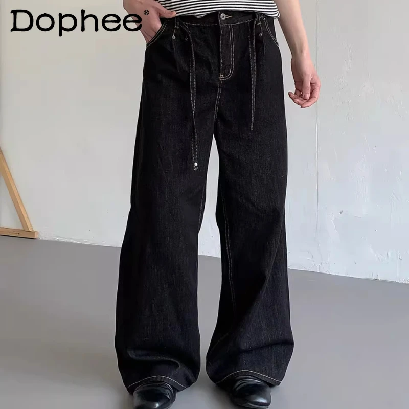 

Fashion Handsome Jeans 2026 Men's Spring Micro-flared Straight Comfort Denim Trousers Pocket Decoration Loose Cotton Denim Pants