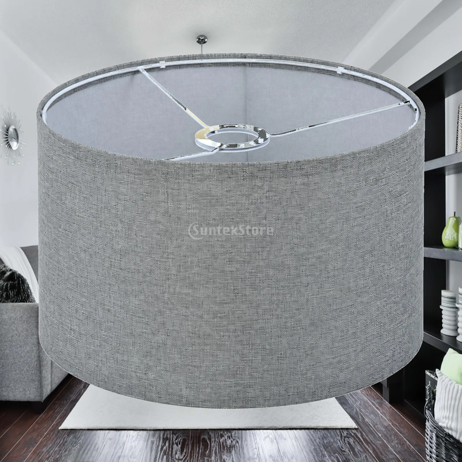 Linen Fabric Lamp Shade Cylinder Replacement for Floor Lamp E27 Holder Light Diffuser Cover for Bedside Table Lamp