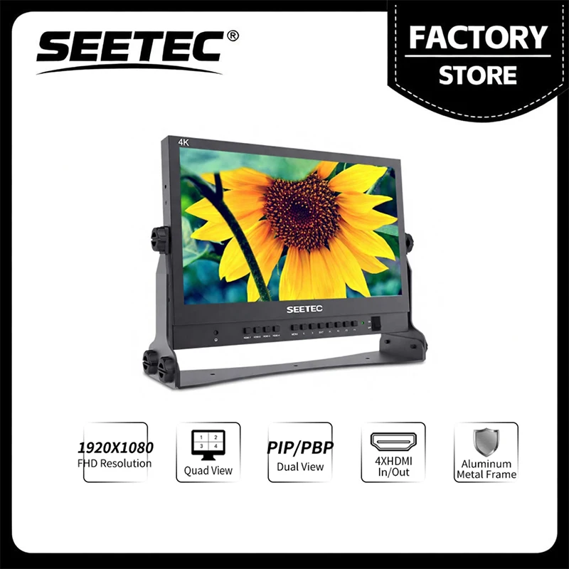 

SEETEC ATEM156 15.6 Inch Live Streaming Broadcast Director Monitor with 4 HDMI Input Output Quad Split Display for ATEM Mini Vid