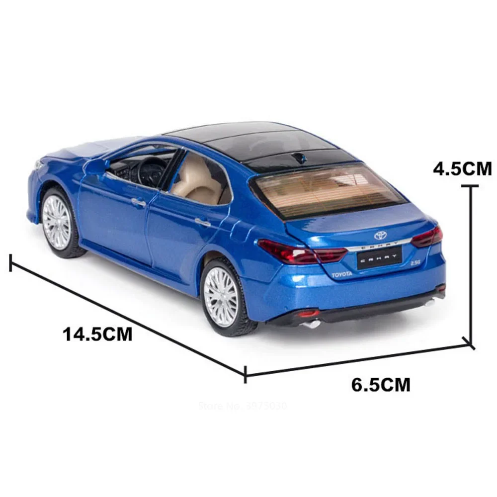 1:34 Alloy Toyota Camry Cars Toys Diecast Models with Light Sound Vehicles Wheel Pull Back Miniature Model for Child Adult Gifts