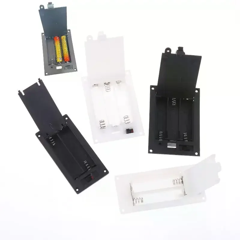 1/3Pcs Batteries Shell Plastic 2x3x AAA Rectangular Embedded Battery Holder Storage Box Case With Switch Cover