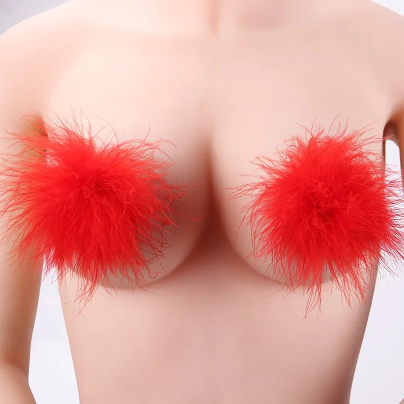 Sexy Feather Underwear Breast Bra Nipple Cover Patch Round Invisible Silicone Breast Sticker Clothing Prop Chest Sticker