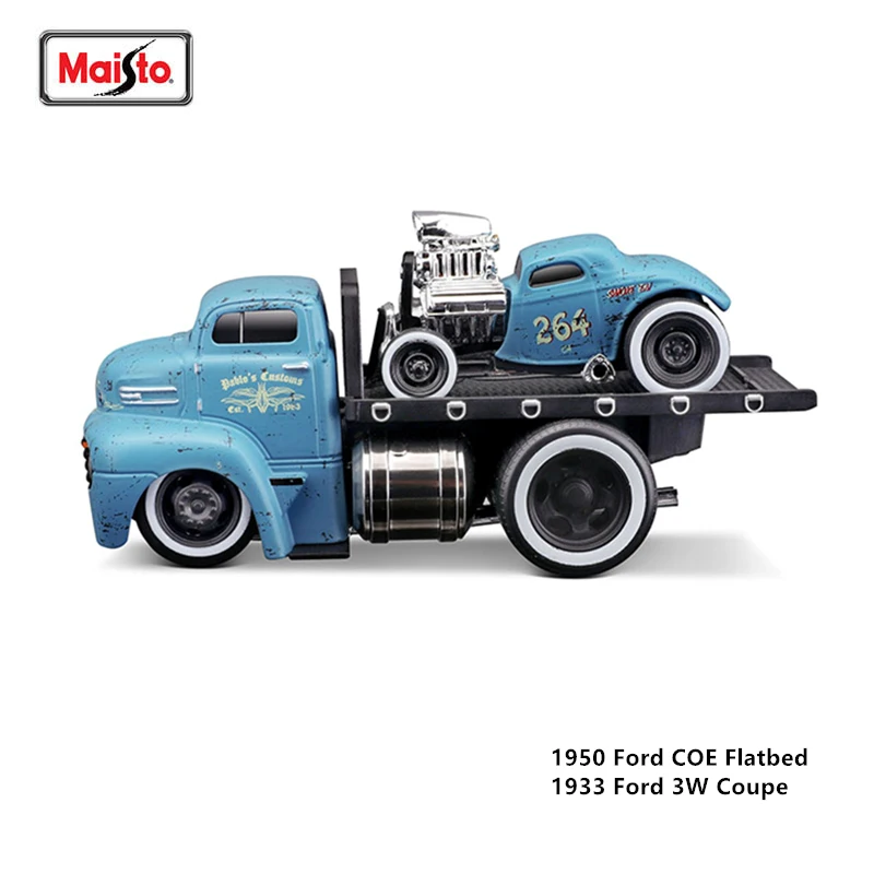 Maisto 1:64 1950 Ford COE Flatbed+1933 Ford 3W Coupe American classical muscle car die-casting model collection gift gift