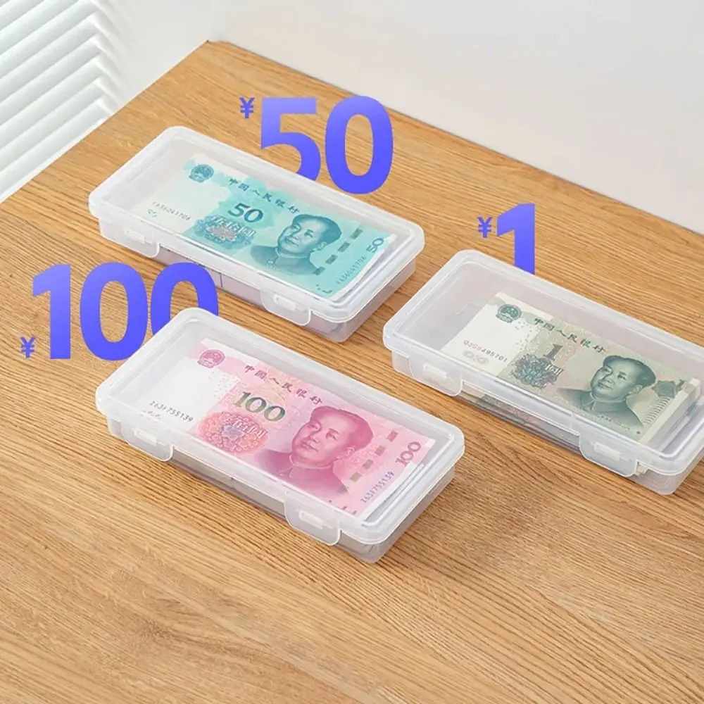 

PP Paper Money Storage Box Large Capacity Convenient Currency Banknote Case Transparent Portable Coin Storage Collection Holder