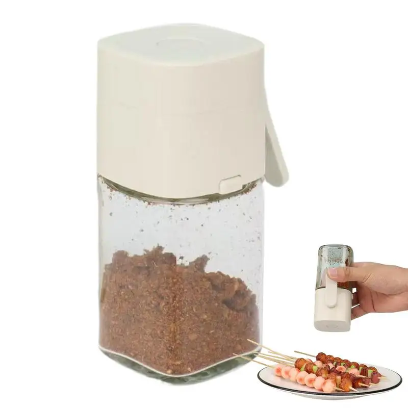 Glass Salt Shaker Quantitative Salt Dispenser Glass Jar Barbecue Frying Seasoning Precise Dispensing Bottle Home Condiment