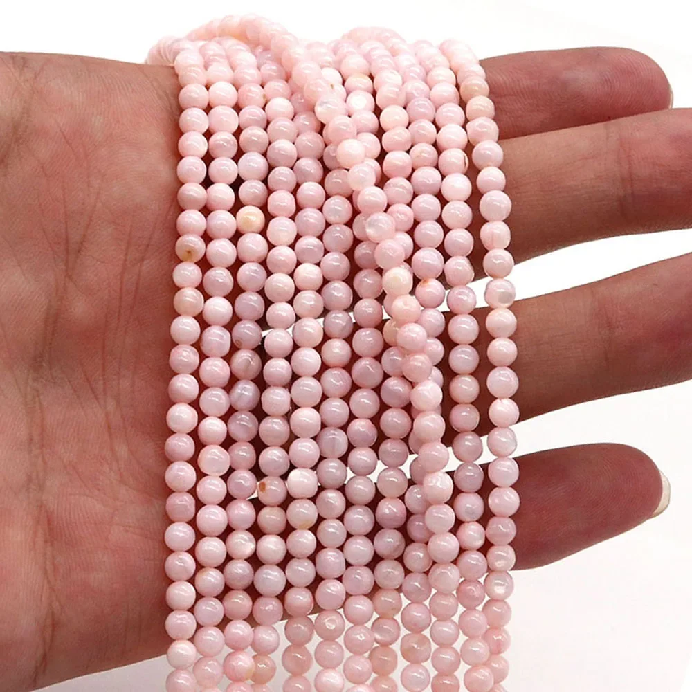 2/3/4mm Beads Natural Shell Beads Round Shape Mother of Pearl Loose Isolation Beads for Jewelry Making DIY Bracelet Necklace