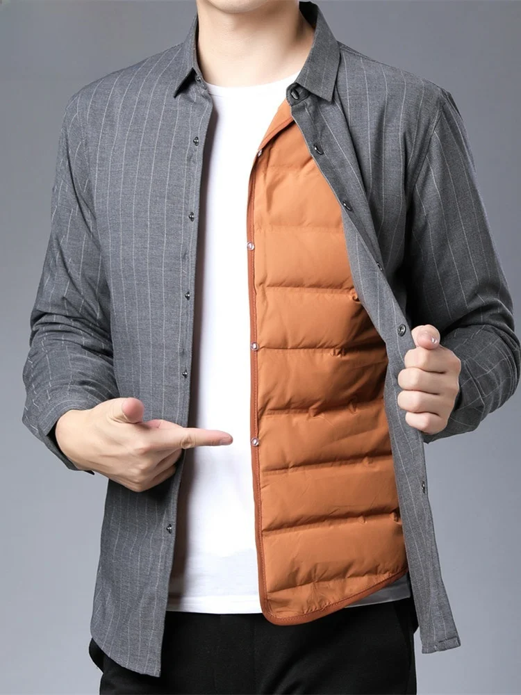 

Мужская пуховая куртка Lormen: теплая, осенне-зимняя, приталенная, городская, стильная, повседневная, из смесового полиэстера