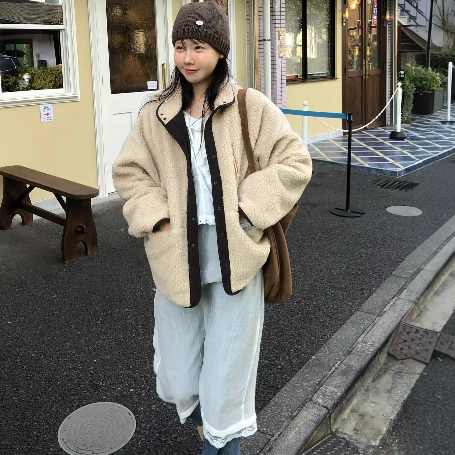 Women's Reversible Zip Up Padded Jacket Loose Drop Shoulder Silhouette Trendy Casual Commute Office Street Daily Wear Outerwear