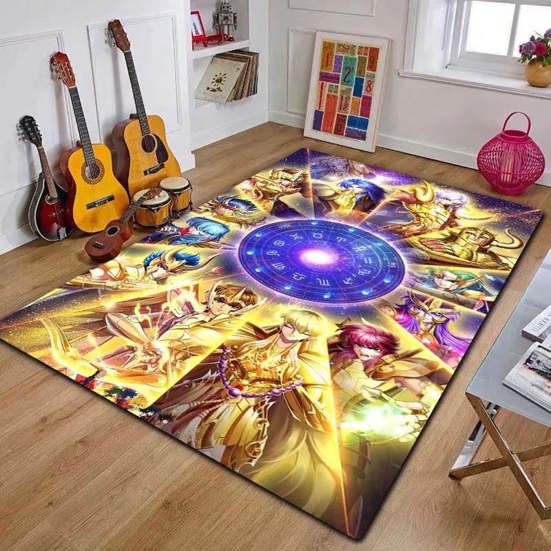 

Retro Saint Seiya Anime Cartoon Carpet Rug for Home Living Room Bedroom Sofa Doormat Decor,kids play Area Rug Non-slip Floor Mat