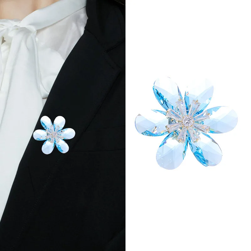 Роскошные ювелирные изделия Shi Family Crystal Небесно-голубая брошь с подсолнухом и аксессуар-брошь