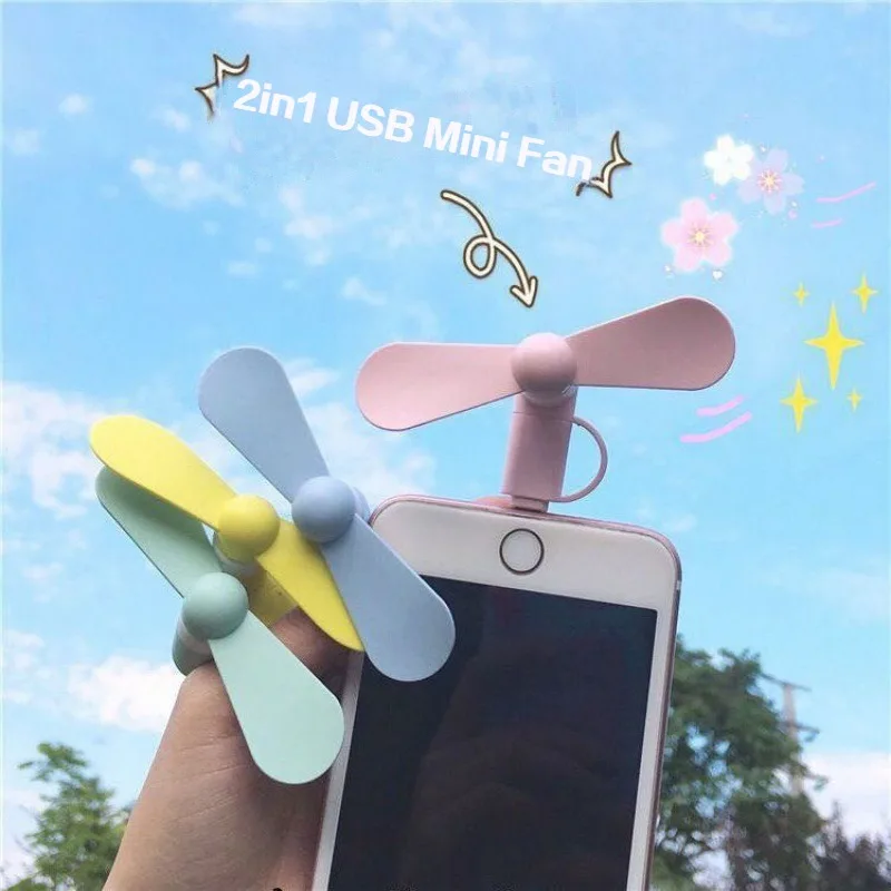 Portable Mini Fan 2in1 Type C Micro USB for Samsung Xiaomi Huawei HTC Cell Phone Mobile and all Smart phone Small Fan