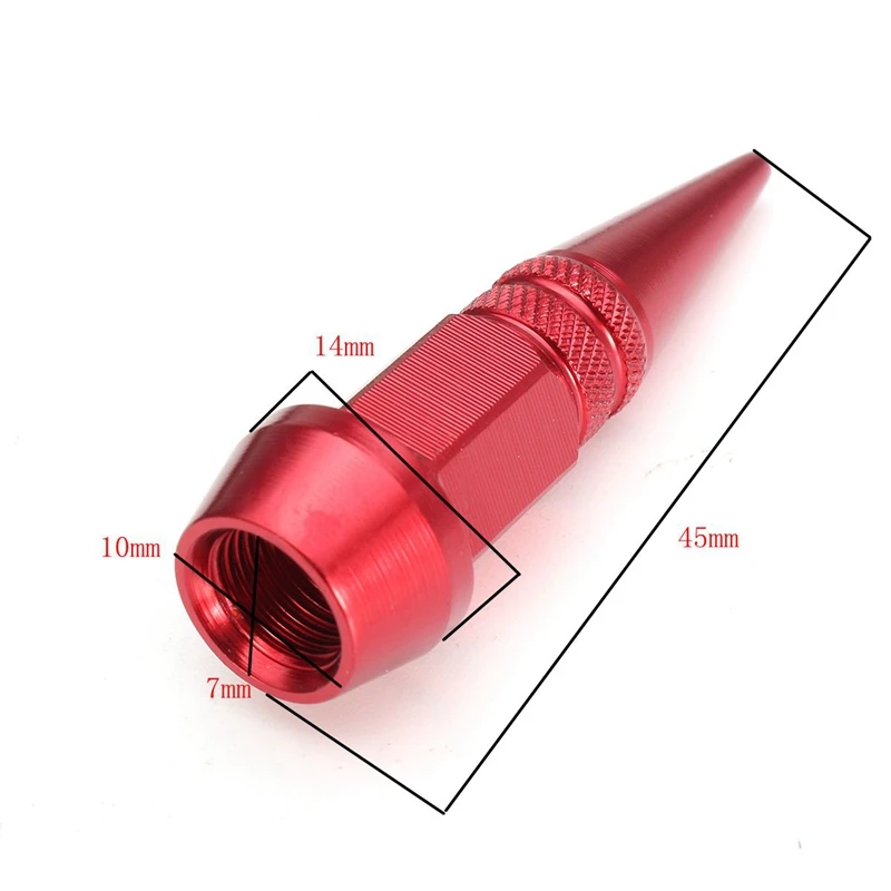 4Pcs Car Tire Valve Stem Cap 45MM Universal Auto Spike Shape Tyre Dust Wheel Stem Aluminum Alloy Vale Cap DepoTung