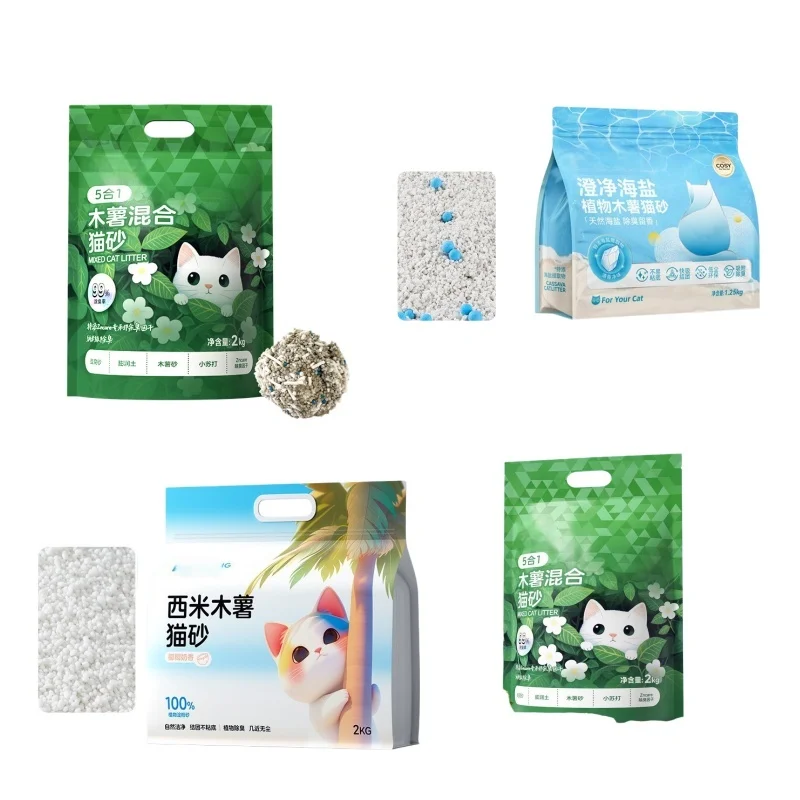 Gardenia Scent Mixed Cat Litter Cassava Tofu Bentonite Blend Cat Litter, Quick Clumping Odor Control Low Dust Kitty Litter