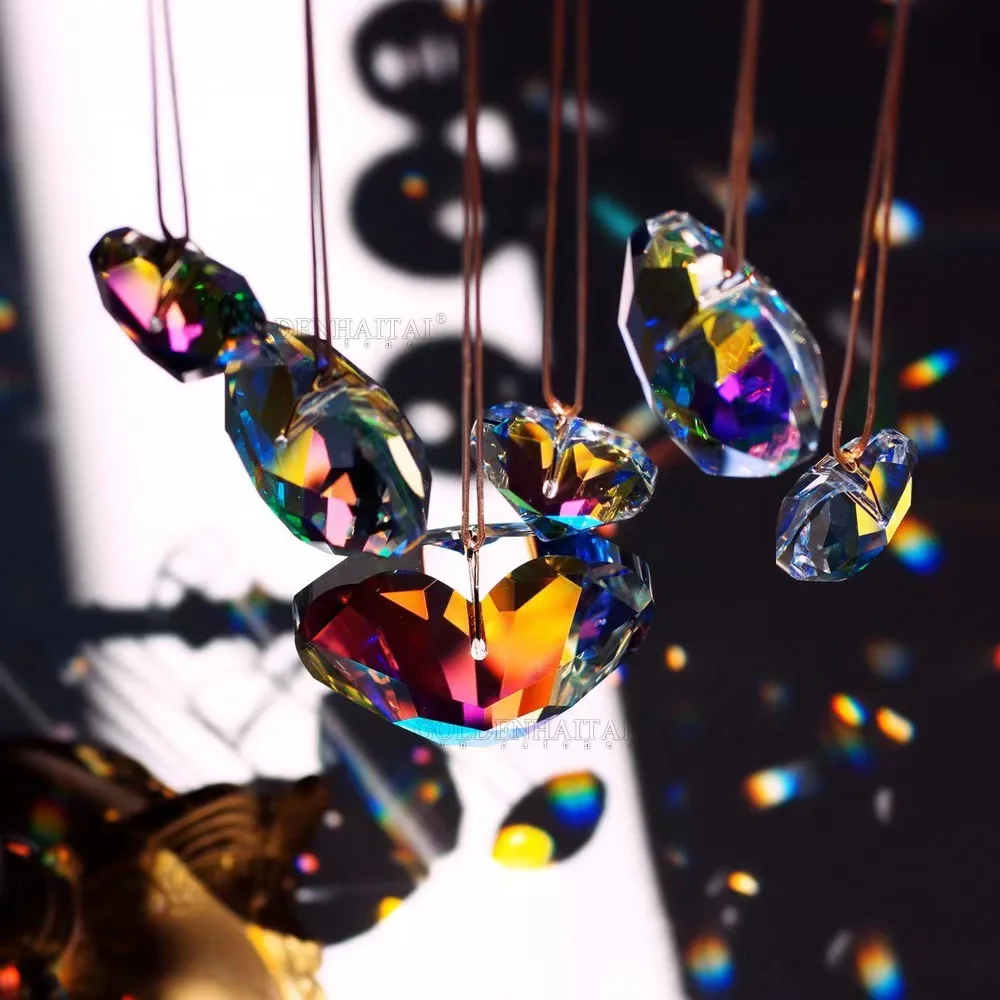 1pcs Crystal Suncatcher Love Heart Wind Chime Sun Catcher Pendants Garden Wind Bell Ourdoor Yard Hanging Pendants Home Decor