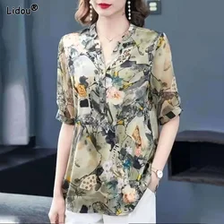 2023 Women's Clothing Intellectual Round Neck Loose Pullovers Straight T-Shirts Short Sleeve Printing Summer Thin Casual Elegant