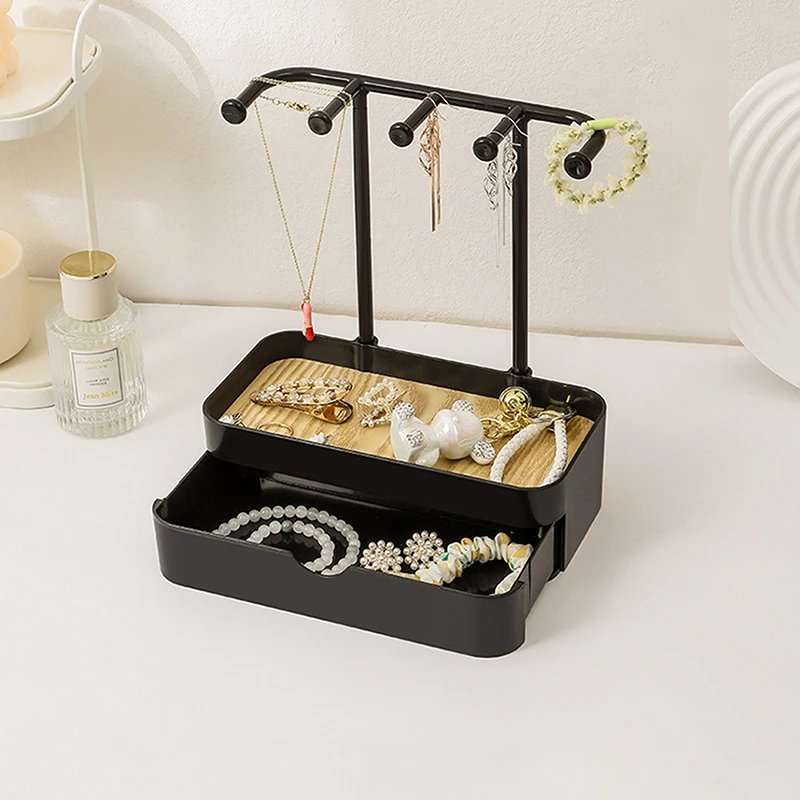 Fashion Jewelry Organizer Hanging Display For Earrings Necklaces Jewelry Storage Rack With Wooden Base Bracelet Rings Holder - view 2