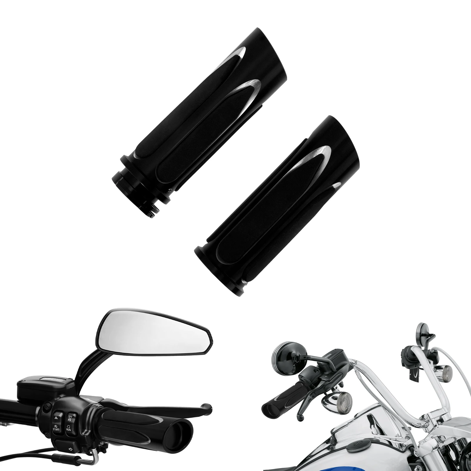 

Motorcycle 1" 25mm Hand Grips Black Handlebar For Harley Touring FLHX FLHR Sportster XL 883 Dyna Softail V-Rod Hand Controls