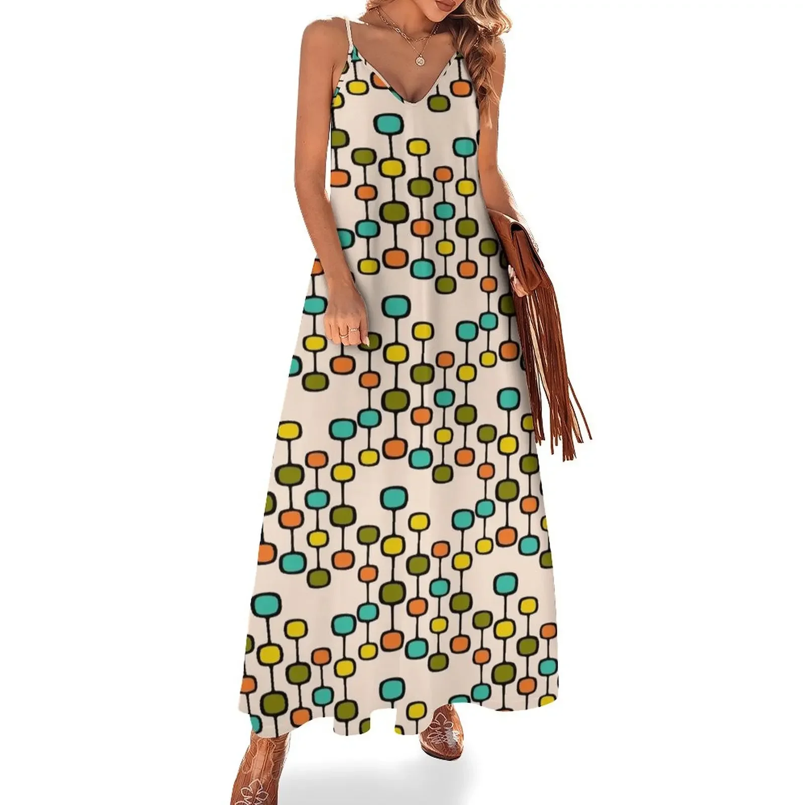 

Mid Century Modern Pattern Sleeveless Dress dresses for womens Clothing female clothes sexy short dresses daring