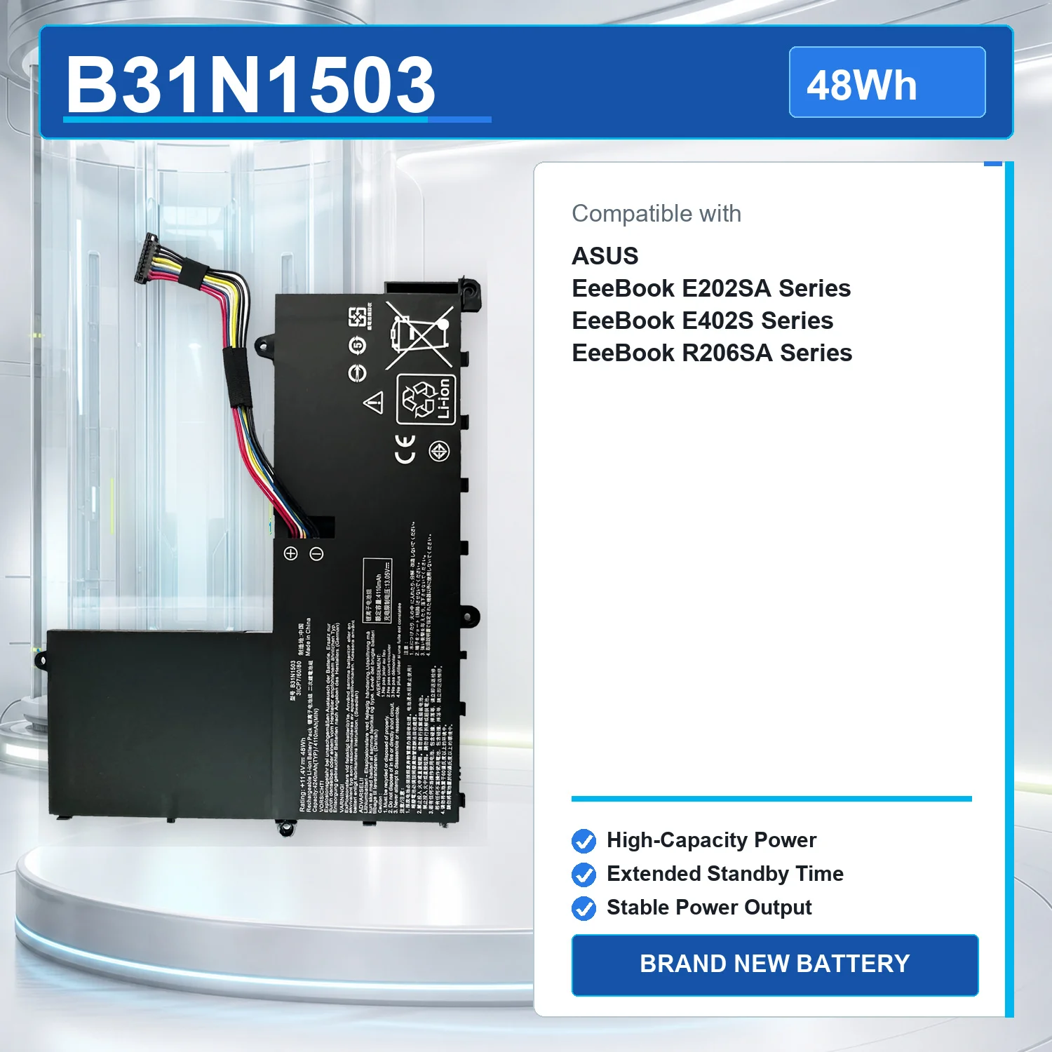 B31N1503 48Wh 11.4V Laptop Battery For ASUS EeeBook E202SA E402S R206SA 0B200-01690000 B31BN9H B31NNC3