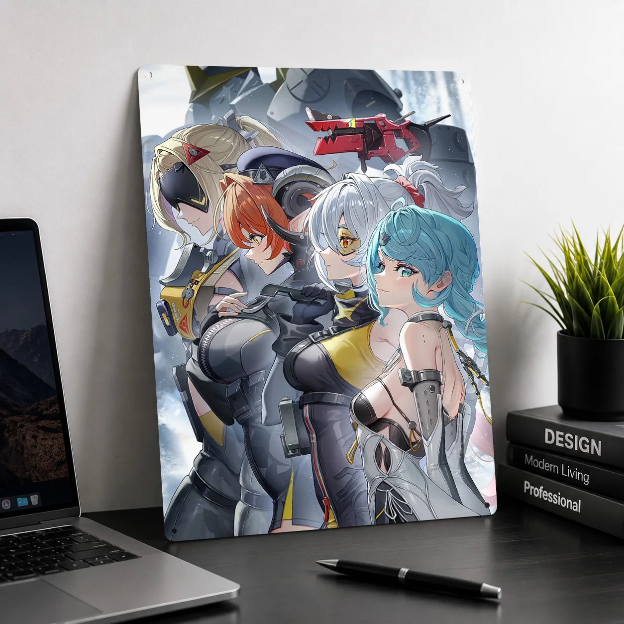 Zenless Zone Zero Girls With Mech Background Metal Poster Perfect Gift for Fans Lovers Personalized Wall Art Metal Sign for Home