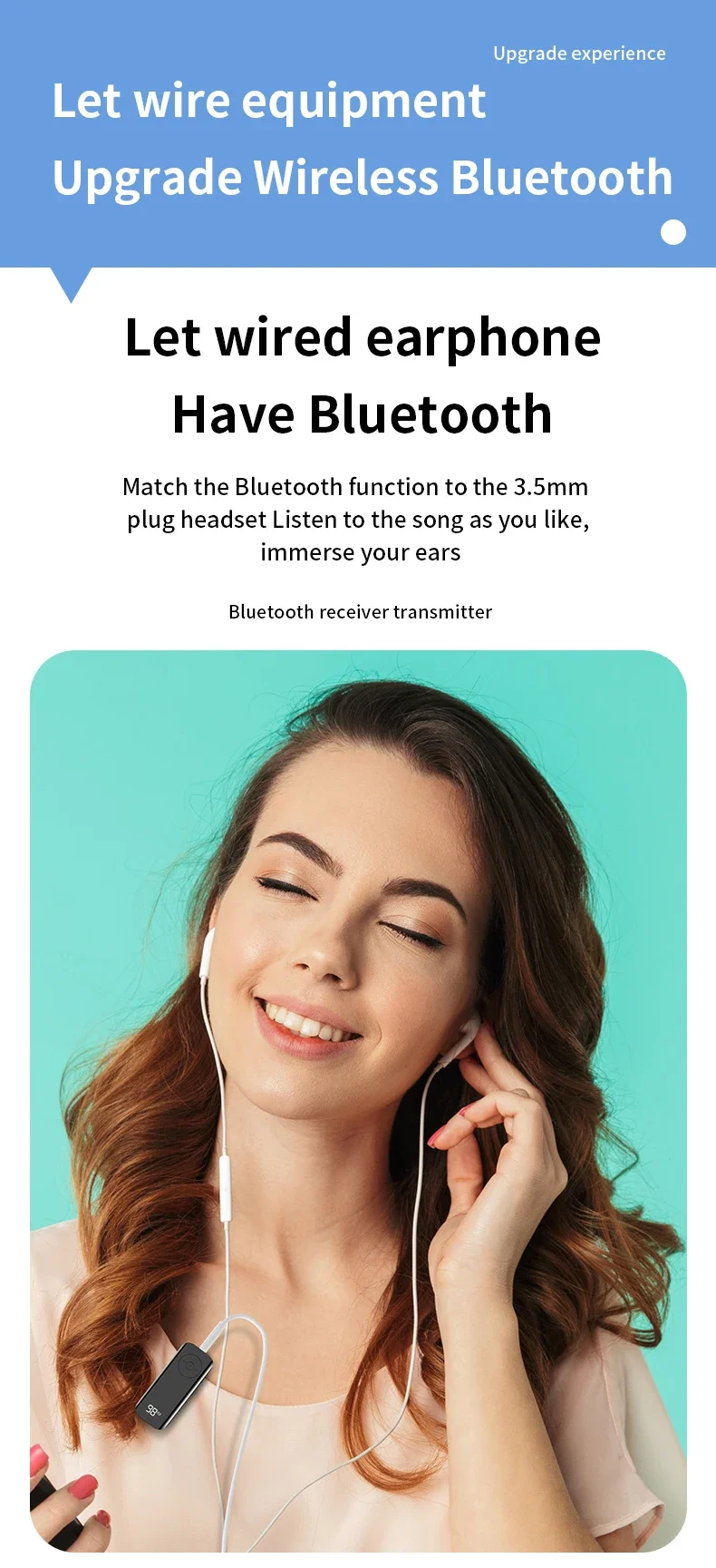 Auto Bluetooth 5,3 Audio Sender Empfänger 3,5mm Buchse mit drahtlosem PC Kopfhörer Stereo Wireless Adapter für TV-Flugzeuge verkabelt – Detail 6