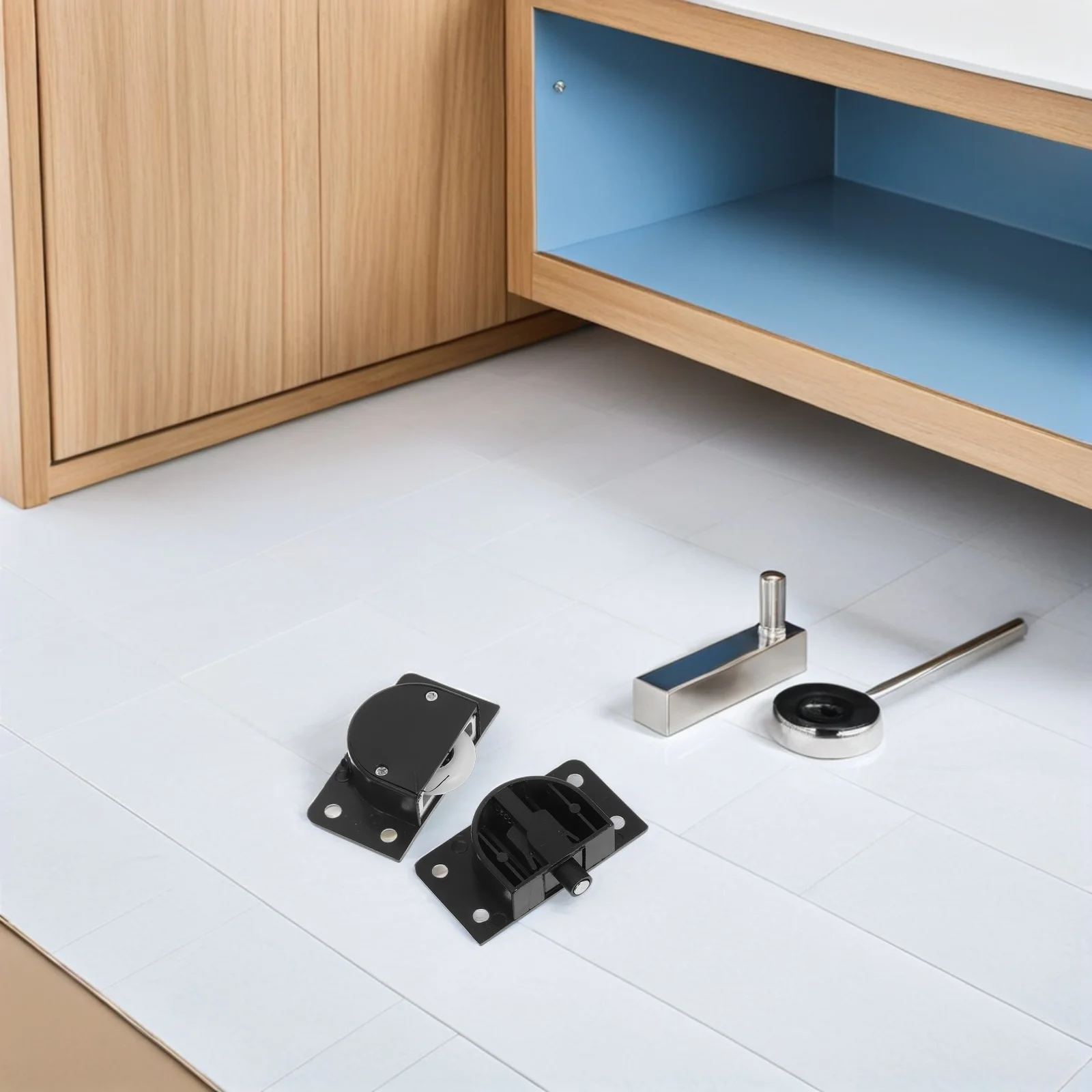 2 مجموعات انزلاق باب الخزانة الأسطوانة الأسود ترقية الأجهزة السلس البلاستيك عجلات بكرة لخزانة خزانة المطبخ قابل للتعديل #4