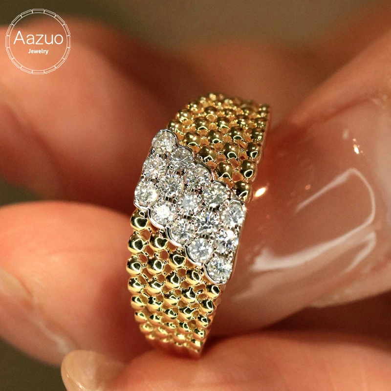 

Aazuo Vintage Jewelry 18K Solid Gold Yellow Gold Real Natural Diamonds 0.42ct Luxury Ring Gift For Woman Engagement Party Au750
