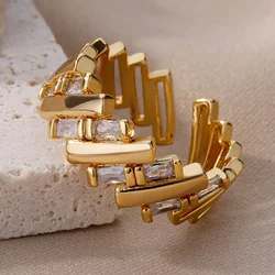 Anillos de Color dorado de 18K para mujer, anillo de dedo de cristal de circón, joyería de compromiso de boda, regalo de pareja, accesorios populares estéticos