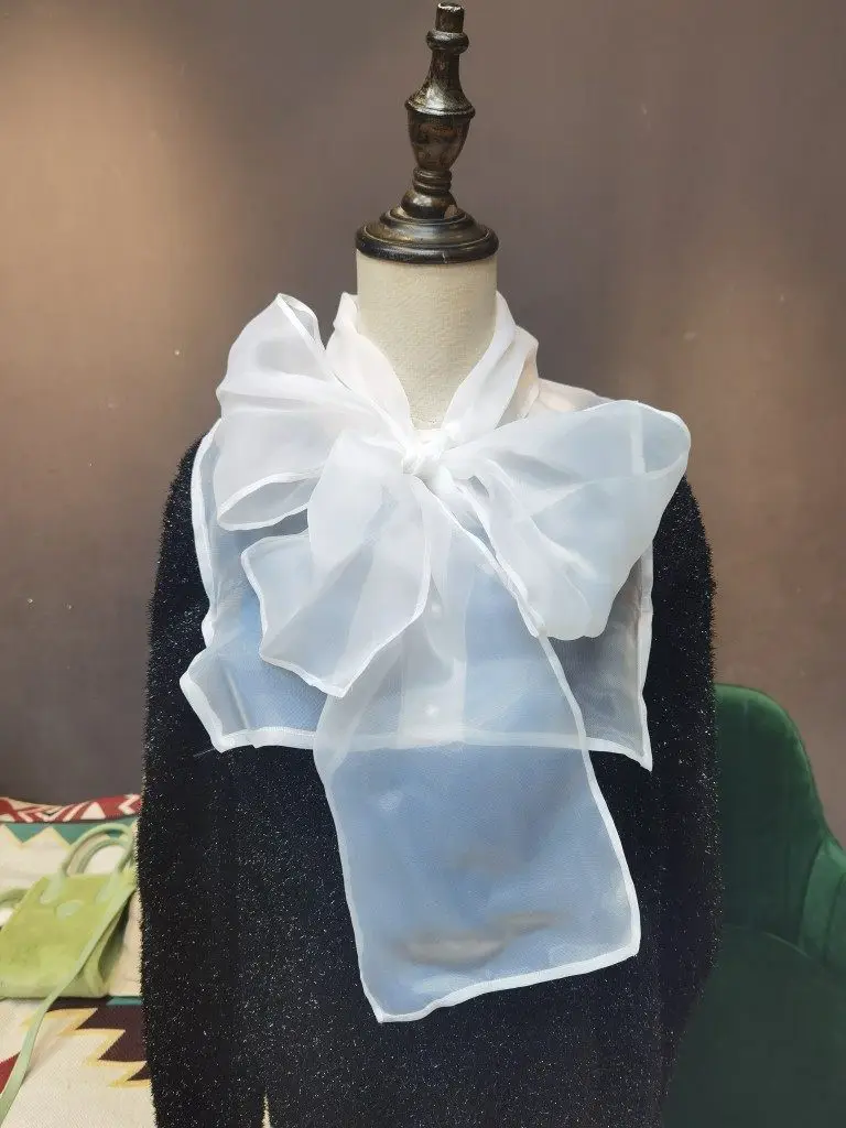 Eugen Yarn Big Bow Fake Collar Fairy Fluttering Oversized Bow Matching Collars for Women Blouse Accessories