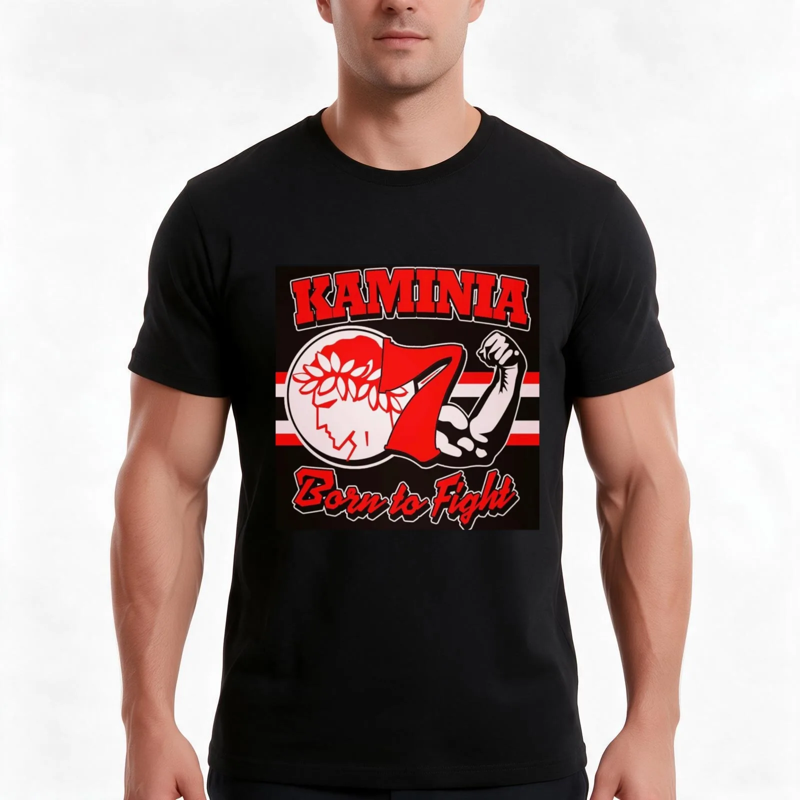 Olympiakos Gate 7 Kaminia T-Shirt, Summer Casual Cotton Tee, Oversized Streetwear Tops, Vintage Graphic Print, Unisex Men Women