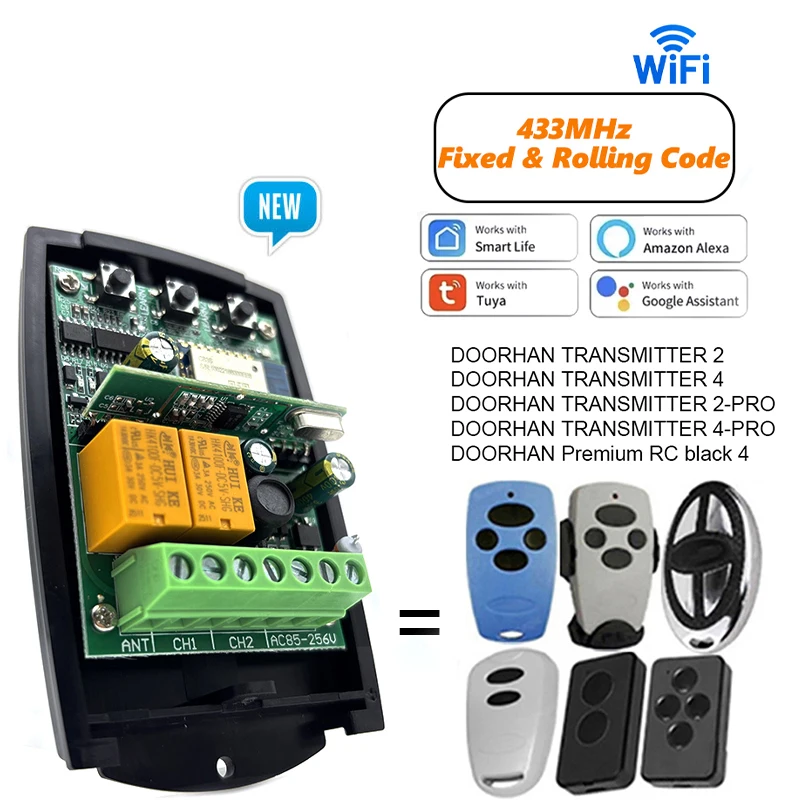 Work With Tuya WIFI Universal Gate Motor Receiver Compatible with DOORHAN TRANSMITTER 2 PRO 4 PRO Garage Door Remote Control