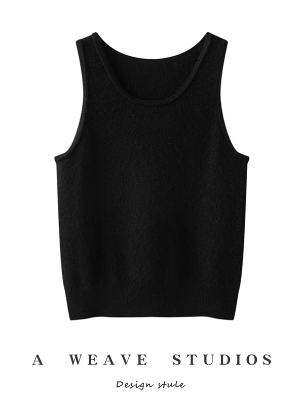 

Осень-зима Camere вязаный жилет на бретельках женский круглый Ne Svel однотонный универсальный шерстяной свитер с накладкой на плечо