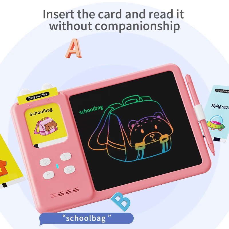 Educational Learning Talk Flash Cards Early Kids English Reading Audio Book Machine LCD Smart Card Writing Drawing Board Toy