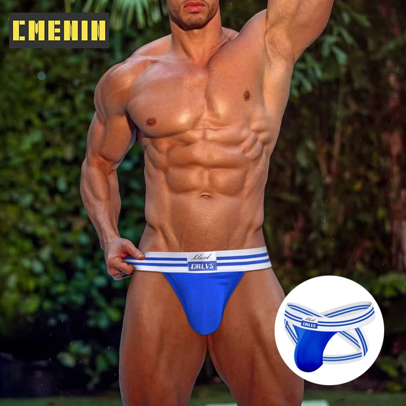 

CMENIN 1 шт. дышащие модальные мужские трусы синие с перекрестной переплетом сексуальные гей-стринги мужские трусики-бикини Sissy Man стринги и стринги