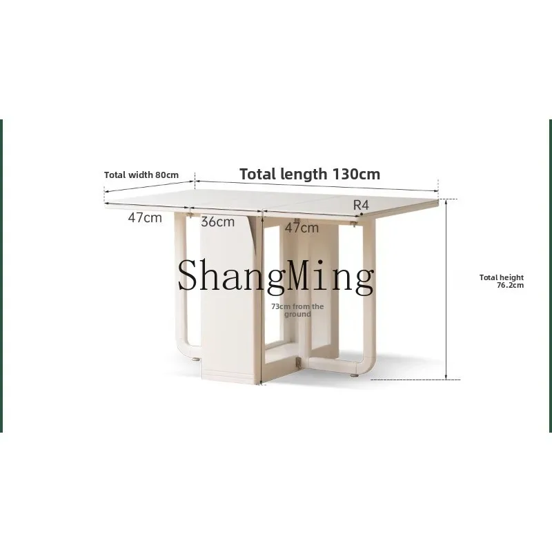 

ZHB solid wood rock slab dining table household cream wind wall folding table white small apartment dining table G