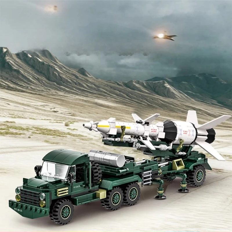

SEMBO Anti-aircraft Missile Transport Vehicle Building Blocks Children's Trendy Play Assembled Tank Educational Toy Model Gift