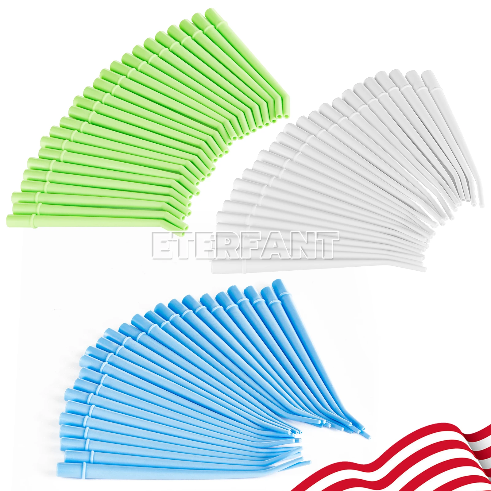 

ETERFANT 500 шт. Одноразовые стоматологические хирургические аспираторы-отсосы для слюны, зеленые 1/4''/белые 1/8''/синие 1/16'' UPS